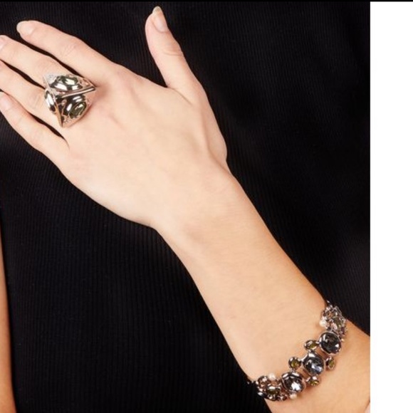 ALEXIS BITTAR • Green Silver Crumpled Chunky Chunky Pyramid Relic Ring 6 3/4 - Picture 10 of 15